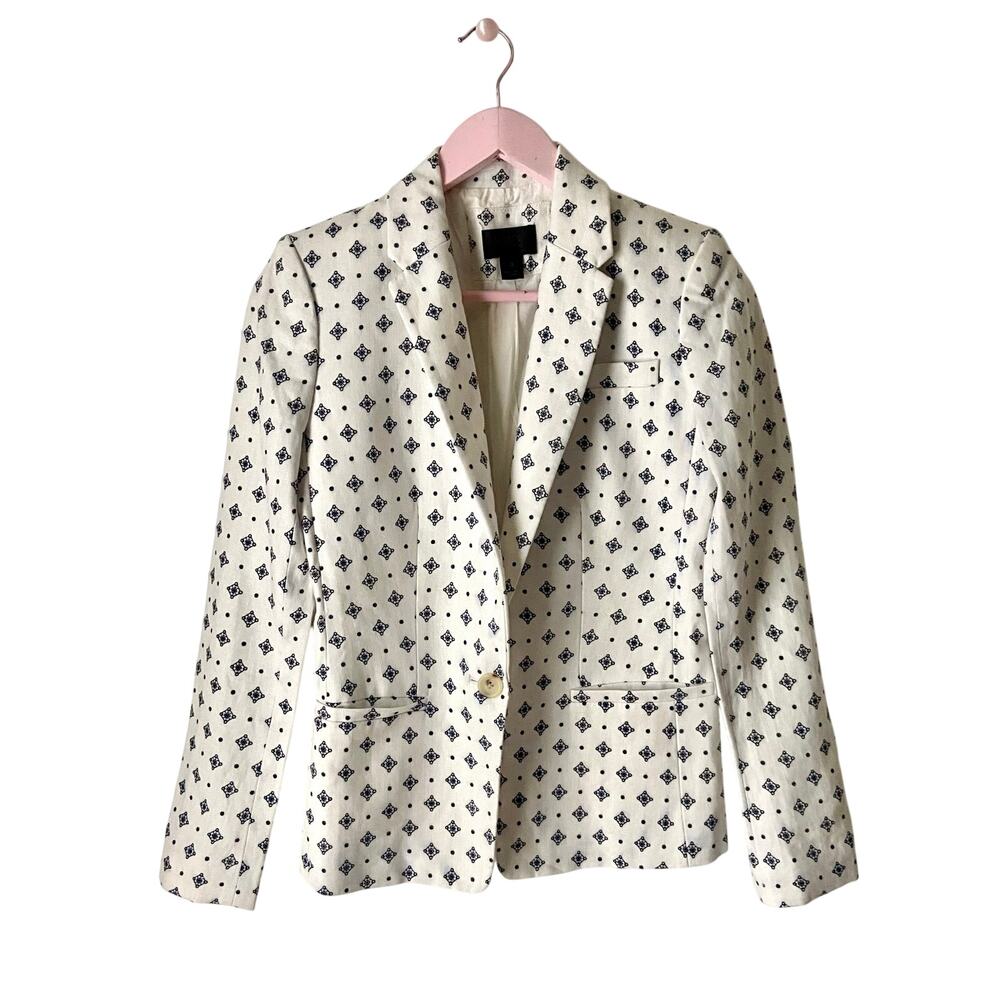 J. Crew Linen Printed Blazer